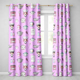 Kawaii Kitchen Chef Girl Cooking Utensils on Purple  Seamless Pattern  Readymade Eyelet Ring Top Thermal 100% Blackout Curtains