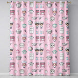 Kawaii Kitchen Chef Girl Cooking Utensils on Pink  Seamless Pattern  Readymade Eyelet Ring Top Thermal 100% Blackout Curtains