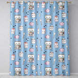 Cute Kawaii Coffee Maker Milk Carton Cups Sky Blue Background Seamless Pattern  Readymade Eyelet Ring Top Thermal 100% Blackout Curtains