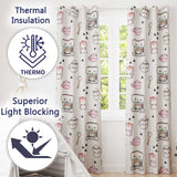 Cute Kawaii Coffee Maker Milk Carton Cups Cream Background Seamless Pattern  Readymade Eyelet Ring Top Thermal 100% Blackout Curtains