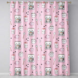 Cute Kawaii Coffee Maker Milk Carton Cups Soft Pink Background Seamless Pattern  Readymade Eyelet Ring Top Thermal 100% Blackout Curtains