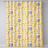 Cute Kawaii Coffee Maker Milk Carton Cups Yellow Background Seamless Pattern  Readymade Eyelet Ring Top Thermal 100% Blackout Curtains