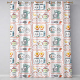 Cute Kawaii Kitchen Mixer Kettle Fruits Cream Background Seamless Pattern  Readymade Eyelet Ring Top Thermal 100% Blackout Curtains