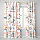 Cute Kawaii Kitchen Mixer Kettle Fruits Cream Background Seamless Pattern  Readymade Eyelet Ring Top Thermal 100% Blackout Curtains