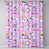 Cute Kawaii Kitchen Mixer Kettle Fruits Purple Background Seamless Pattern  Readymade Eyelet Ring Top Thermal 100% Blackout Curtains