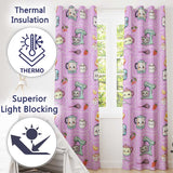 Cute Kawaii Kitchen Mixer Kettle Fruits Purple Background Seamless Pattern  Readymade Eyelet Ring Top Thermal 100% Blackout Curtains