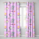 Cute Kawaii Kitchen Mixer Kettle Fruits Purple Background Seamless Pattern  Readymade Eyelet Ring Top Thermal 100% Blackout Curtains