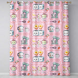 Cute Kawaii Kitchen Mixer Kettle Fruits Pink Background Seamless Pattern  Readymade Eyelet Ring Top Thermal 100% Blackout Curtains