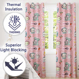 Cute Kawaii Kitchen Mixer Kettle Fruits Pink Background Seamless Pattern  Readymade Eyelet Ring Top Thermal 100% Blackout Curtains