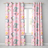 Cute Kawaii Kitchen Mixer Kettle Fruits Pink Background Seamless Pattern  Readymade Eyelet Ring Top Thermal 100% Blackout Curtains