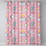 Cute Kawaii Kitchen Mixer Kettle Fruits Blush Pink Background Seamless Pattern  Readymade Eyelet Ring Top Thermal 100% Blackout Curtains