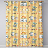Cute Kawaii Kitchen Mixer Kettle Fruits Yellow Background Seamless Pattern  Readymade Eyelet Ring Top Thermal 100% Blackout Curtains