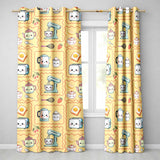 Cute Kawaii Kitchen Mixer Kettle Fruits Yellow Background Seamless Pattern  Readymade Eyelet Ring Top Thermal 100% Blackout Curtains
