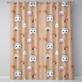 Cute Kawaii Sushi Rice Cooker Bowl Peach Background Seamless Pattern  Readymade Eyelet Ring Top Thermal 100% Blackout Curtains