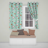 Cute Kawaii Sushi Rice Cooker Bowl Mint Green Background Seamless Pattern  Readymade Eyelet Ring Top Thermal 100% Blackout Curtains