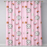 Cute Kawaii Sushi Rice Cooker Bowl Soft Pink Background Seamless Pattern  Readymade Eyelet Ring Top Thermal 100% Blackout Curtains