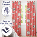 Cute Kawaii Sushi Rice Cooker Bowl Coral Red Background Seamless Pattern  Readymade Eyelet Ring Top Thermal 100% Blackout Curtains