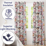 Kawaii Baking Girl Kitchen Appliances Utensils Cream Background Seamless Pattern Readymade Eyelet Ring Top Thermal 100% Blackout Curtains
