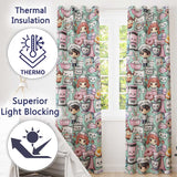 Cute Kawaii Baking Girl Kitchen Appliance Utensils Mint Background Seamless Pattern Readymade Eyelet Ring Top Thermal 100% Blackout Curtains