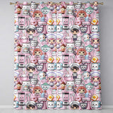 Cute Kawaii Baking Girl Kitchen Appliances  Soft Pink Background Seamless Pattern Readymade Eyelet Ring Top Thermal 100% Blackout Curtains