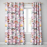 Cute Kawaii Baking Girl Kitchen Appliances  Soft Pink Background Seamless Pattern Readymade Eyelet Ring Top Thermal 100% Blackout Curtains