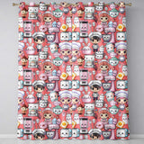 Kawaii Baking Girl Kitchen Appliances Utensils Coral Background Seamless Pattern Readymade Eyelet Ring Top Thermal 100% Blackout Curtains