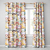 Kawaii Baking Girl Kitchen Appliances Utensils Yellow Background Seamless Pattern Readymade Eyelet Ring Top Thermal 100% Blackout Curtains