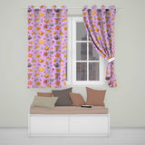 Vintage Teapot Floral Tea Cup Strawberry Garden Purple Background Seamless Pattern Readymade Eyelet Ring Top Thermal 100% Blackout Curtains