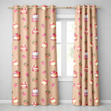 Cute Strawberry Cake Cherry Dessert Seamless Pattern Peach Background  Readymade Eyelet Ring Top Thermal 100% Blackout Curtains