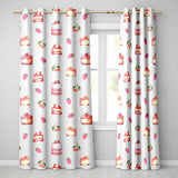 Cute Strawberry Cake Cherry Dessert Seamless Pattern Neutral Background  Readymade Eyelet Ring Top Thermal 100% Blackout Curtains