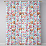 Kawaii Donut Cake Cupcake Sweet Treat Seamless Pattern Blue Gingham  Readymade Eyelet Ring Top Thermal 100% Blackout Curtains