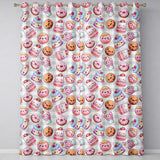 Kawaii Donut Cake Cupcake Sweet Treat Seamless Pattern Beige Gingham  Readymade Eyelet Ring Top Thermal 100% Blackout Curtains