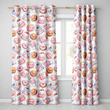 Kawaii Donut Cake Cupcake Sweet Treat Seamless Pattern Beige Gingham  Readymade Eyelet Ring Top Thermal 100% Blackout Curtains