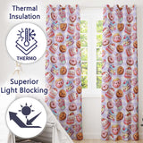 Kawaii Donut Cake Cupcake Sweet Dessert Seamless Pattern Purple Gingham  Readymade Eyelet Ring Top Thermal 100% Blackout Curtains