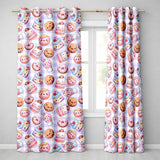 Kawaii Donut Cake Cupcake Sweet Dessert Seamless Pattern Purple Gingham  Readymade Eyelet Ring Top Thermal 100% Blackout Curtains