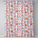 Cute Kawaii Donut Cake Cupcake Sweet Dessert Seamless Pattern Beige Background  Readymade Eyelet Ring Top Thermal 100% Blackout Curtains
