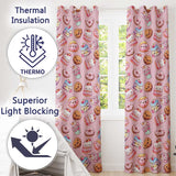 Kawaii Donut Cake Cupcake Sweet Dessert Seamless Pattern Warm Pink  Readymade Eyelet Ring Top Thermal 100% Blackout Curtains
