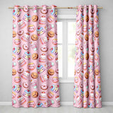 Kawaii Donut Cake Cupcake Sweet Dessert Seamless Pattern Warm Pink  Readymade Eyelet Ring Top Thermal 100% Blackout Curtains