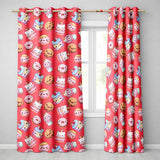 Kawaii Donut Cake Cupcake Sweet Dessert Seamless Pattern Coral Red  Readymade Eyelet Ring Top Thermal 100% Blackout Curtains