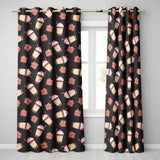 Cute Chocolate Strawberry Milkshake Seamless Pattern Cute Drinks Readymade Eyelet Ring Top Thermal 100% Blackout Curtains