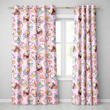 Kawaii Ice Cream Cone Popsicle Sweet Dessert Seamless Pattern Soft Pink  Readymade Eyelet Ring Top Thermal 100% Blackout Curtains