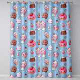Dessert Cake Cupcake Donut Candy Sweet Treat Seamless Pattern Blue Background Readymade Eyelet Ring Top Thermal 100% Blackout Curtains