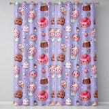 Dessert Cake Cupcake Donut Candy Sweet Treat Seamless Pattern Purple Background Readymade Eyelet Ring Top Thermal 100% Blackout Curtains