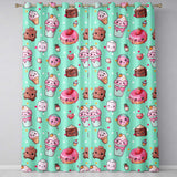 Dessert Cake Cupcake Donut Candy Sweet Treat Seamless Pattern Mint Green Background Readymade Eyelet Ring Top Thermal 100% Blackout Curtains