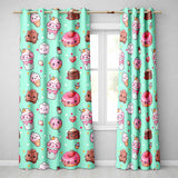 Dessert Cake Cupcake Donut Candy Sweet Treat Seamless Pattern Mint Green Background Readymade Eyelet Ring Top Thermal 100% Blackout Curtains