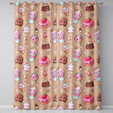 Dessert Cake Cupcake Donut Candy Sweet Treat Seamless Pattern Peach Background Readymade Eyelet Ring Top Thermal 100% Blackout Curtains