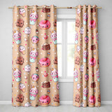 Dessert Cake Cupcake Donut Candy Sweet Treat Seamless Pattern Peach Background Readymade Eyelet Ring Top Thermal 100% Blackout Curtains