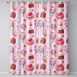 Dessert Cake Cupcake Donut Candy Sweet Treat Seamless Pattern Soft Pink Background Readymade Eyelet Ring Top Thermal 100% Blackout Curtains