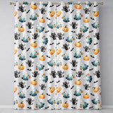 Cute Halloween Ghost Pumpkin Bat Cat Seamless Pattern Light Grey Background  Readymade Eyelet Ring Top Thermal 100% Blackout Curtains