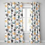 Cute Halloween Ghost Pumpkin Bat Cat Seamless Pattern Beige Background  Readymade Eyelet Ring Top Thermal 100% Blackout Curtains